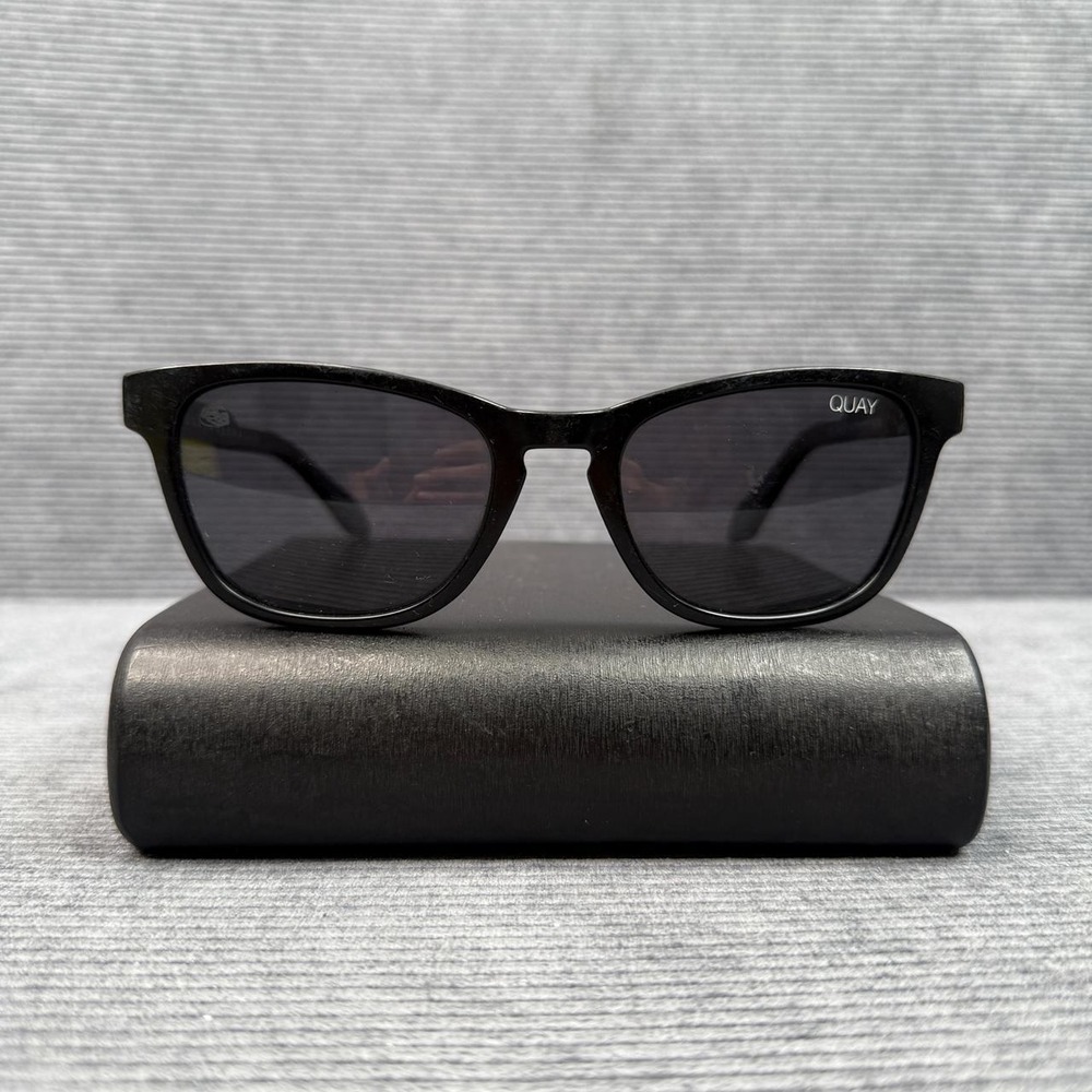 Quay Australia Hardwire Mini Polarized Sunglasses Black Square Frames 126